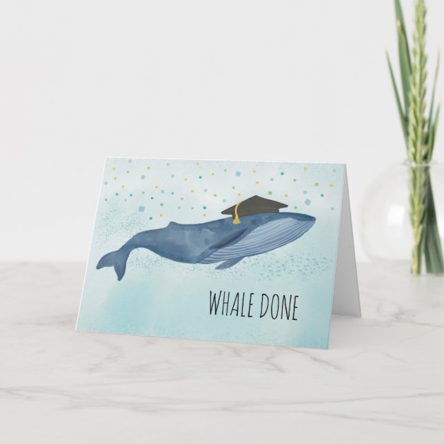 Graduation Well Done (Whale Done) Congratulations Thank You Card (Front)