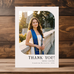 Graduation white black Photo Collage Thank You Postcard