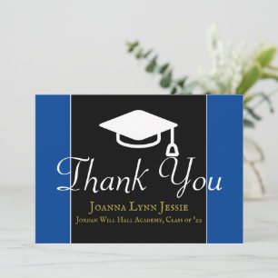 Graduation white Cap Thanks Script Maroon Thank You Card