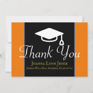 Graduation white Cap Thanks Script Maroon  Thank You Card