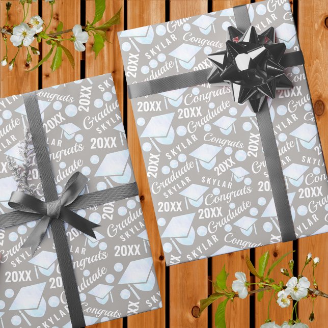 Graduation White Opal Chic Polka Dot Graduate Wrapping Paper (Creator Uploaded)