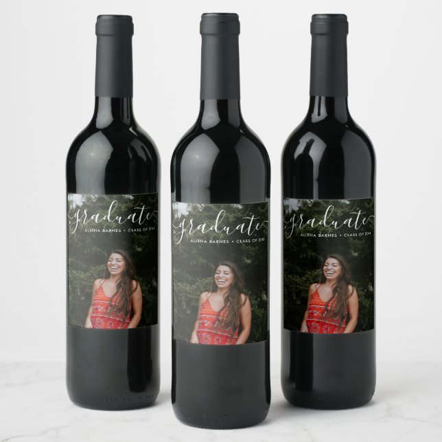 Graduation Wine Bottle Label Custom Photo (Bottles)