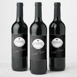 Graduation Wine Label Elegant Custom Keepsake