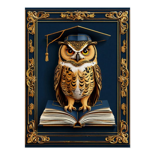 Graduation Wishes Owl 🎓🦉✨📚 Poster (Front)
