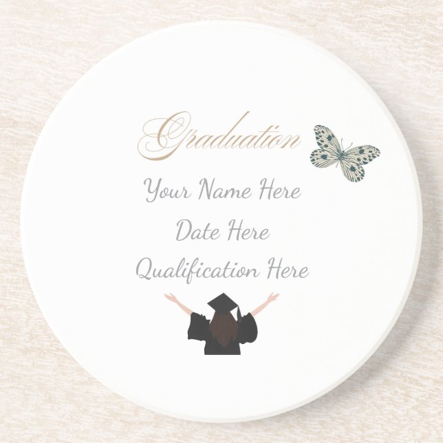 Graduation with Custom Name Date and Qualification Coaster (Front)