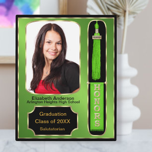 Graduation With Honors Photo Plaque Green