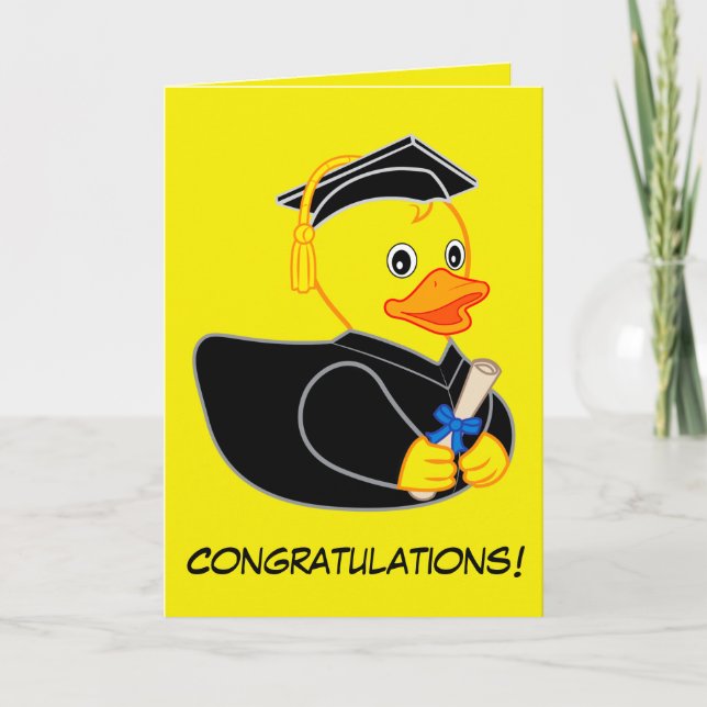 Graduation with Rubber Ducky Cartoon Card (Front)