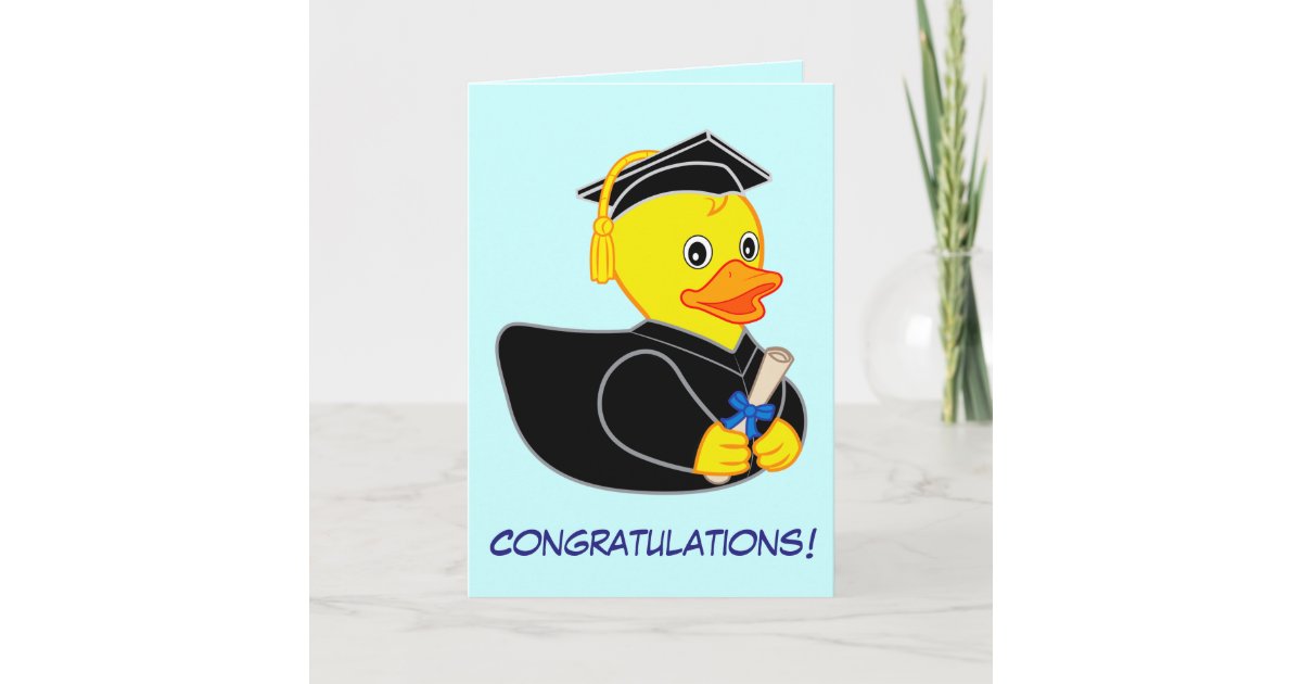 Graduation with Rubber Ducky Cartoon Card Zazzle