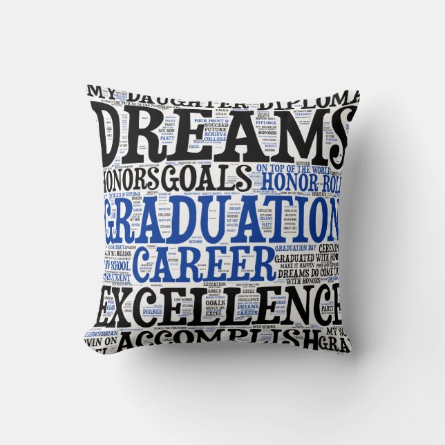 Graduation Word Cloud Throw Pillow (Front)