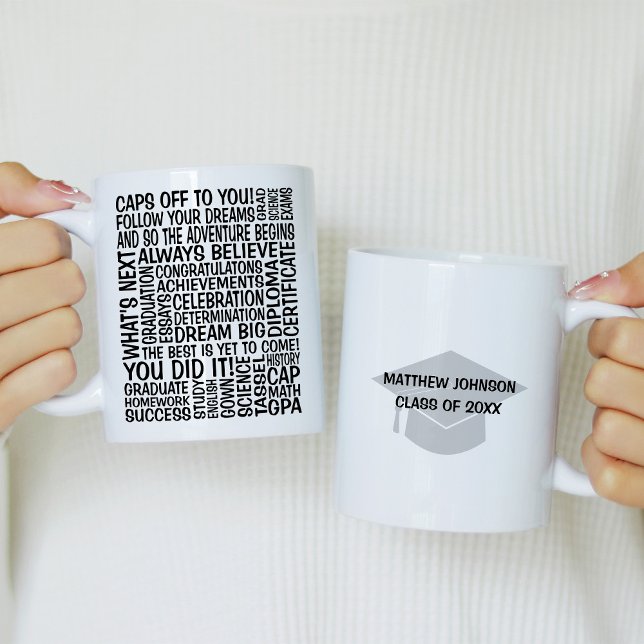 Graduation Word Cloud with Mortorboard Coffee Mug (Creator Uploaded)