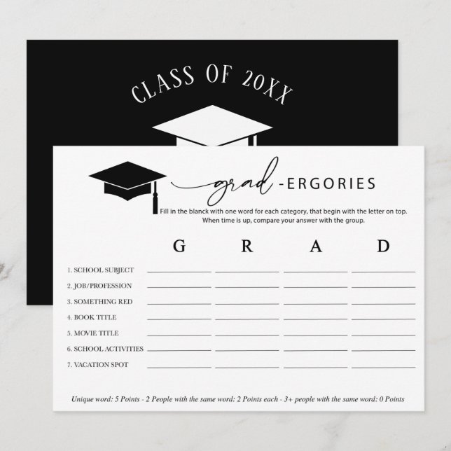 Graduation Word Game Invitation (Front/Back)