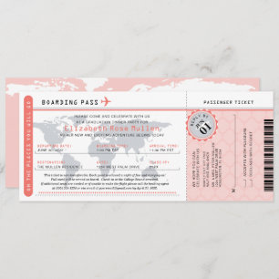 Graduation World Traveller Boarding Pass Invitati Invitation