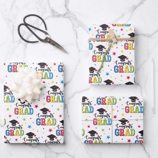 Graduation Wrapping Paper, Congratulations Gift Paper Sheet (Front)