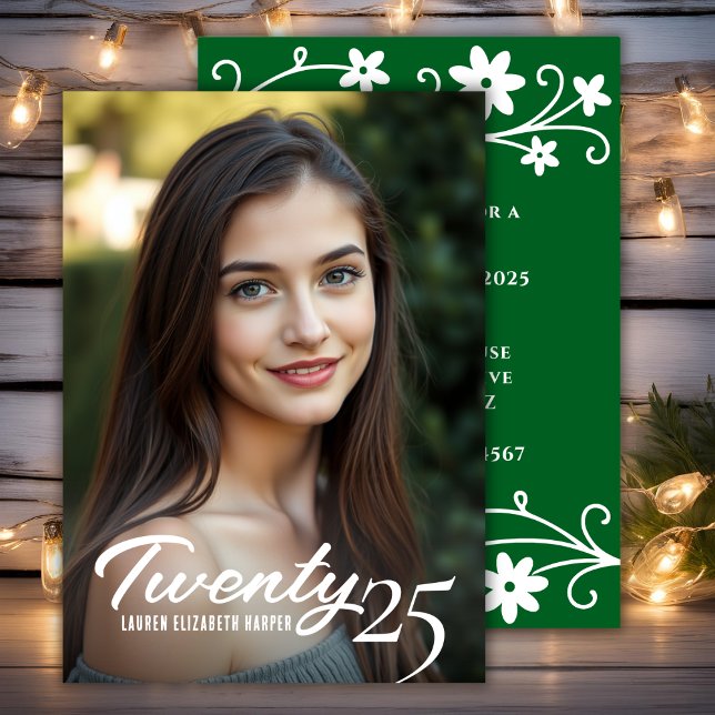 Graduation Year And Photo Green Graduation Party Invitation (Graduation Year And Photo Green Graduation Party Invitation)