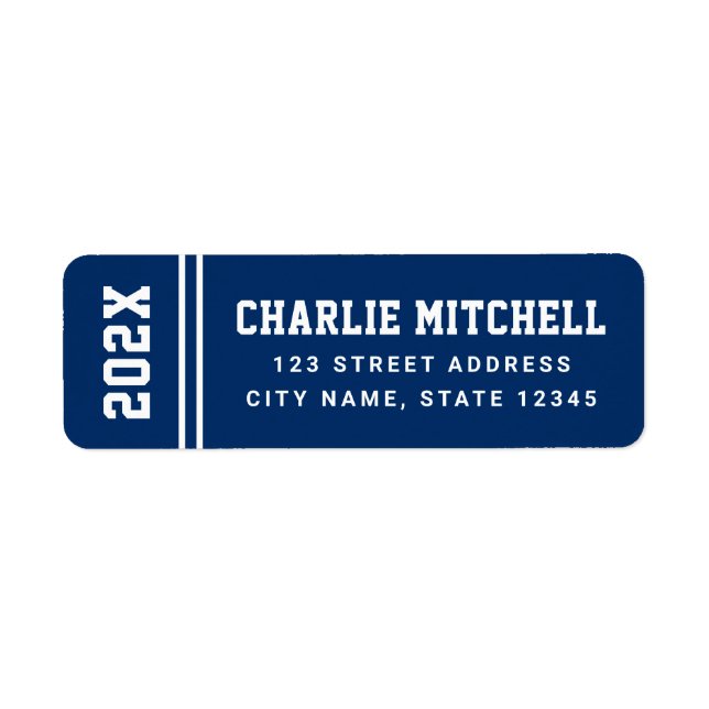 Graduation year college font blue return address (Front)