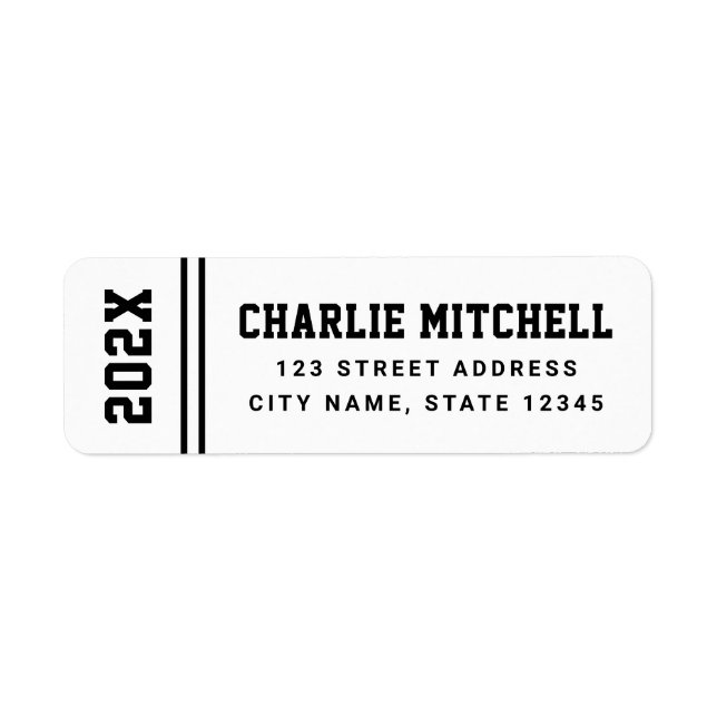 Graduation year college font white return address (Front)