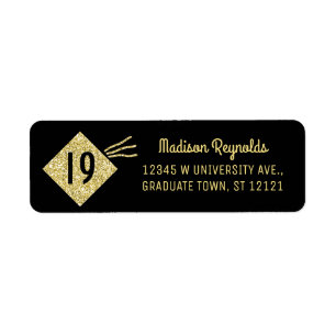 Graduation Year Grad Mortarboard Tassel Black Gold