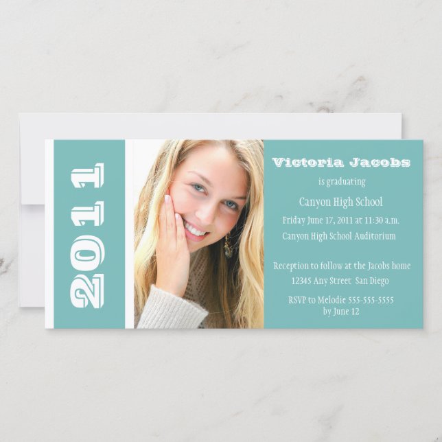 Graduation Year Invitation-sea green (Front)