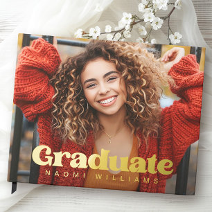 Graduation year photo retro font graduate guest book