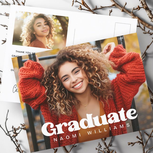 Graduation year photo retro  font graduate postcard (Graduation year photo retro font graduate postcard)