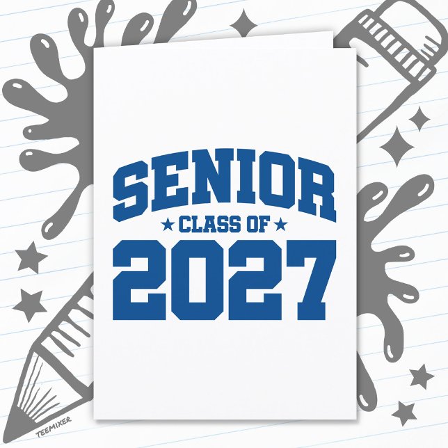 Graduation Year School Blue Senior Class of 2027 Card (Creator Uploaded)