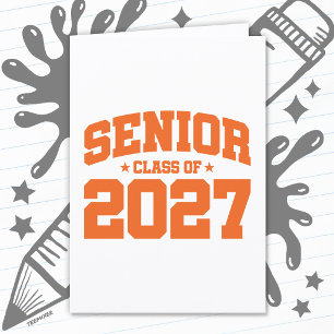 Graduation Year School Orange Senior Class of 2027 Card