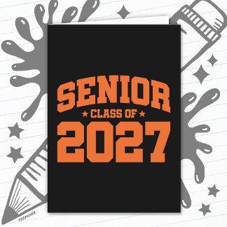 Graduation Year School Orange Senior Class of 2027 Card
