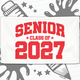 Graduation Year School Red Senior Class of 2027 Banner