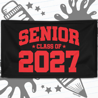 Graduation Year School Red Senior Class of 2027 Banner