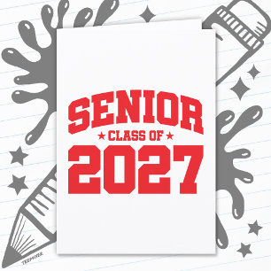 Graduation Year School Red Senior Class of 2027 Card