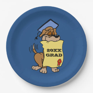 Graduations Cute Puppy Dog Diploma Paper Plate