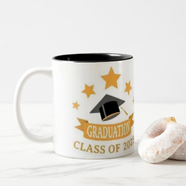 Gradution Class Of 2025  Two-Tone Coffee Mug (With Donut)