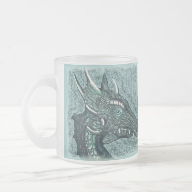 Graelle the Magical She Dragon Fantasy Art Frosted Glass Coffee Mug (Left)