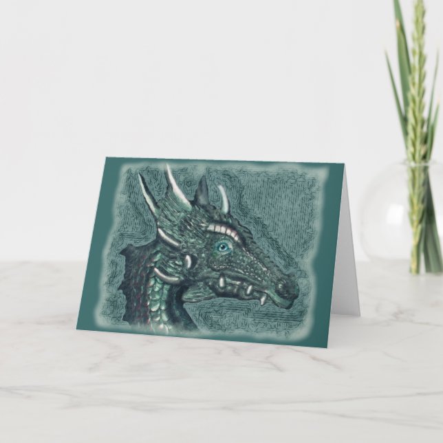 Graelle the Magical She Dragon Fantasy Art Holiday Card (Front)