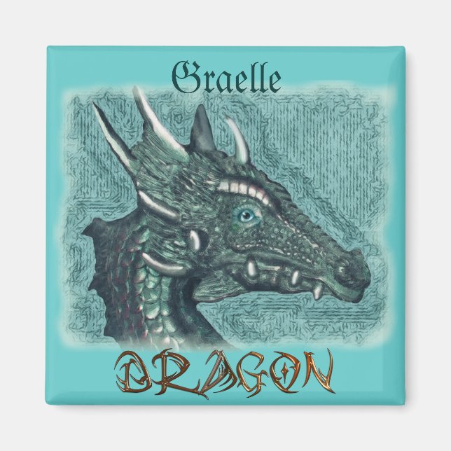 Graelle the Magical She Dragon Fantasy Art Magnet (Front)
