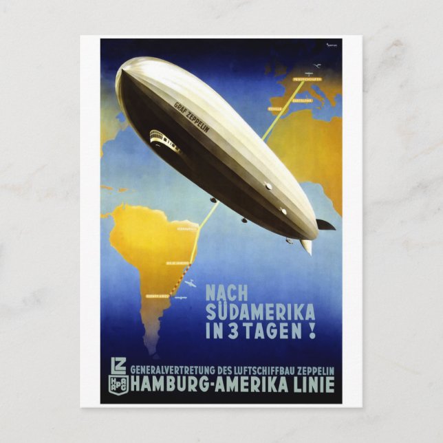 Graf Zeppelin Vintage German Travel Postcard (Front)