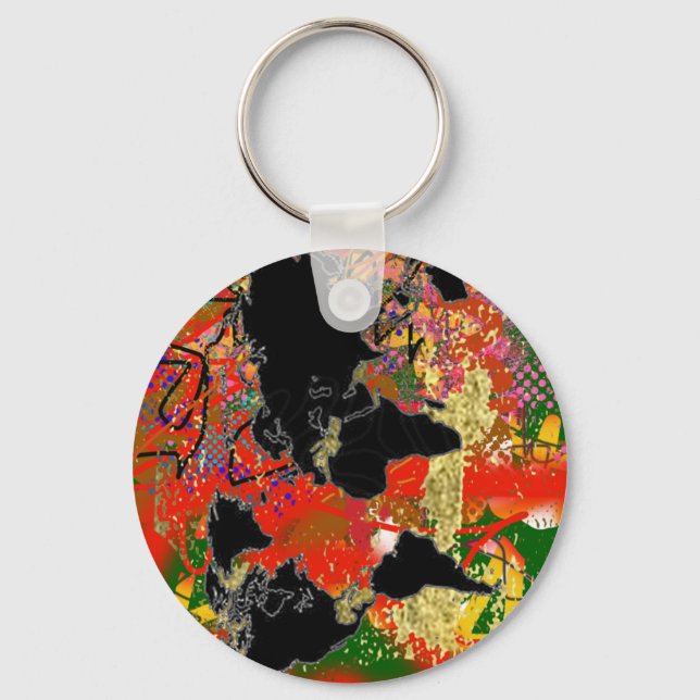 Graffited World Map Key Ring (Front)
