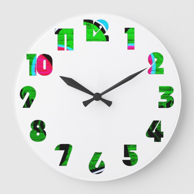 Graffiti 12 Number Overlay wccn Large Clock (Front)
