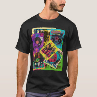 Graffiti 1980s Vintage Vinyl Music 90s 80s Party v T-Shirt