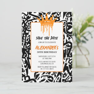 Graffiti 30th birthday invitation Save the Date