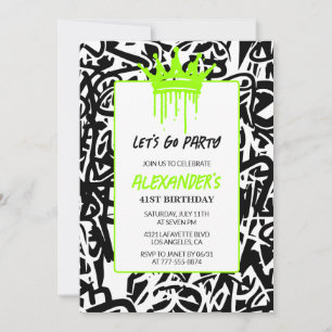 Graffiti 41st birthday invitation Hip hop Crown