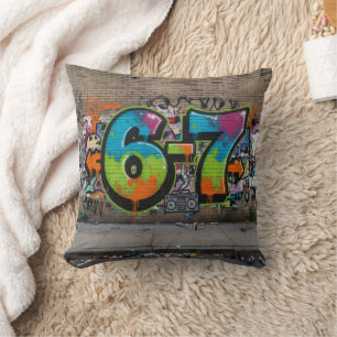 Graffiti 67 Viral Trend/Bold Pop Art Street Style Cushion