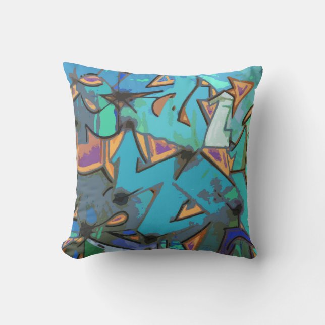 Graffiti Abstract Design Throw Pillow (Front)