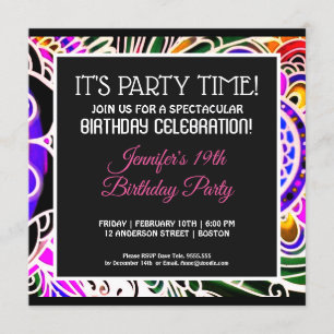 Graffiti Abstract Flower Birthday Invitation