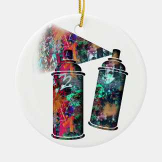Graffiti and Paint Splatter Spray Cans Ceramic Tree Decoration