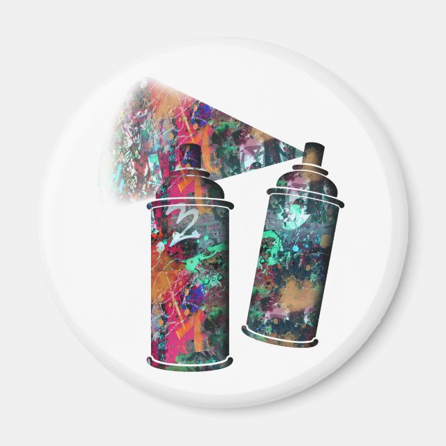 Graffiti and Paint Splatter Spray Cans Magnet (Front)