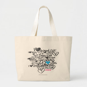 Graffiti Aqua Large Tote Bag
