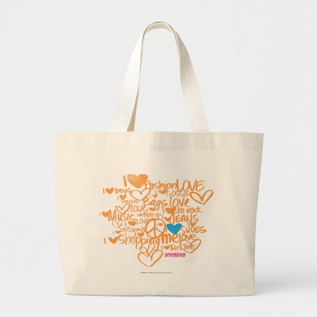 Graffiti Aqua/Orange Large Tote Bag (Front)