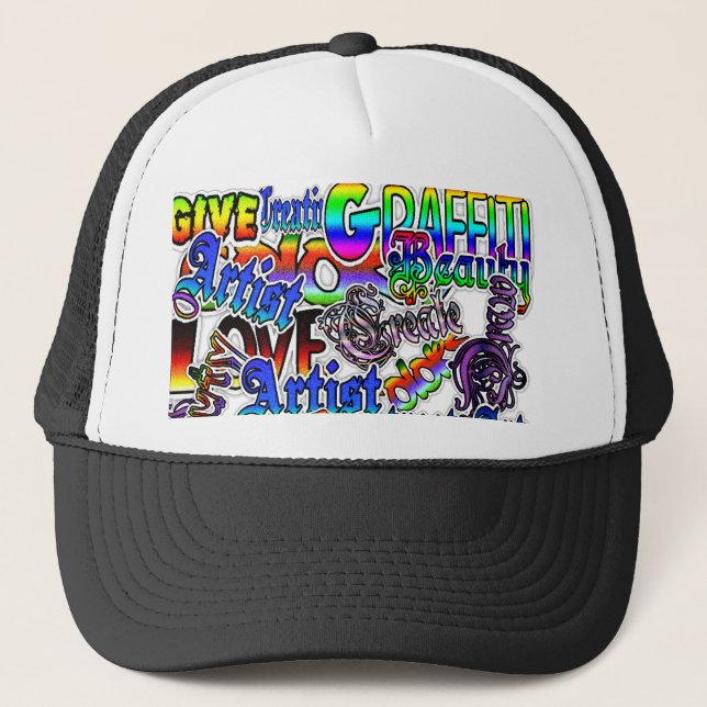 Graffiti Art Black and White and Colourful Hat (Front)