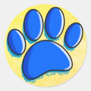 Graffiti Art Dog Paw Print Classic Round Sticker